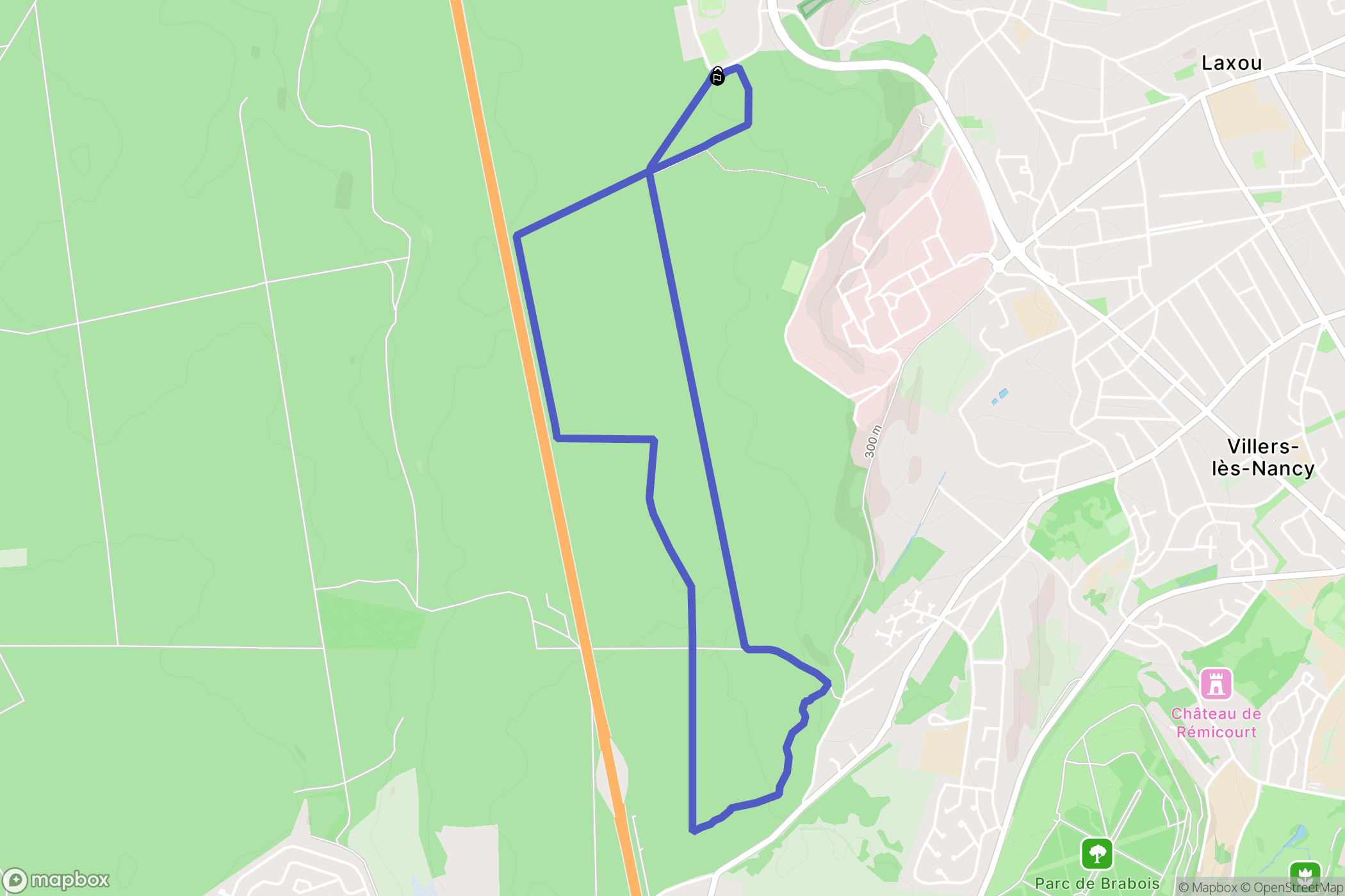 Laxou : carte du parcours de randonnée - France