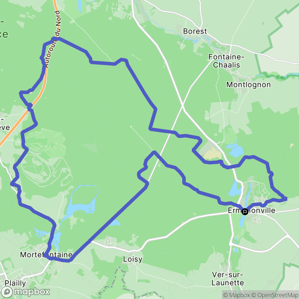Ermenonville : carte du parcours de randonnée - France