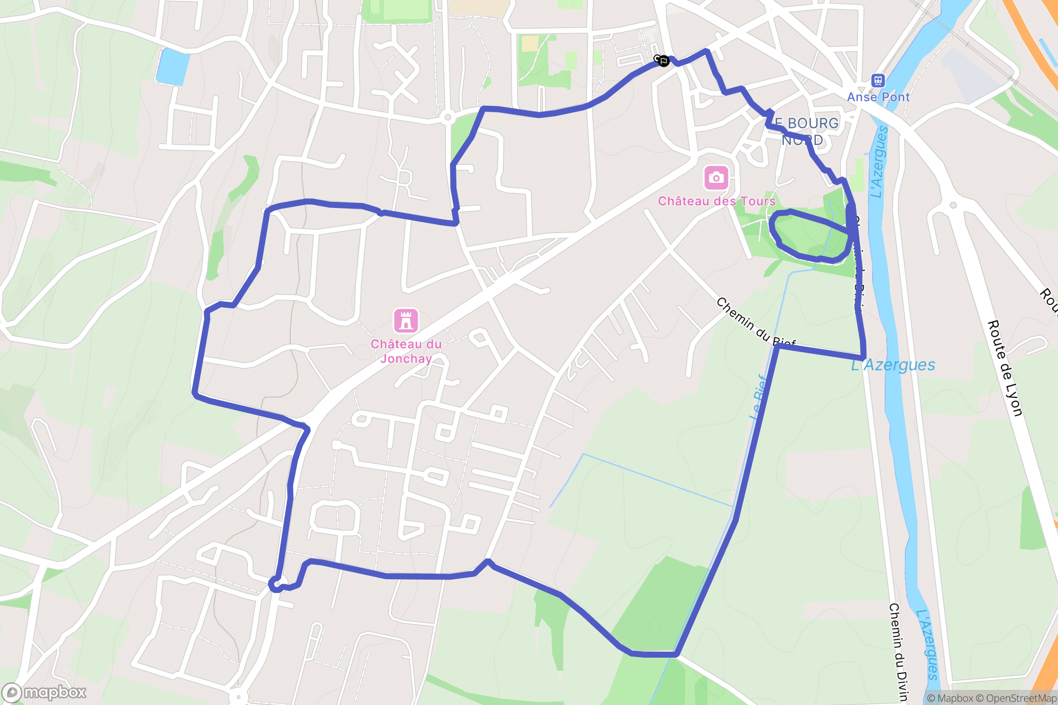 Anse : carte du parcours de randonnée - France