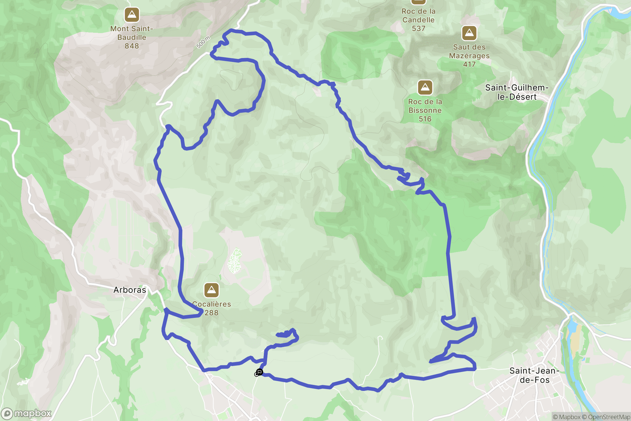 Montpeyroux : carte du parcours de randonnée - France