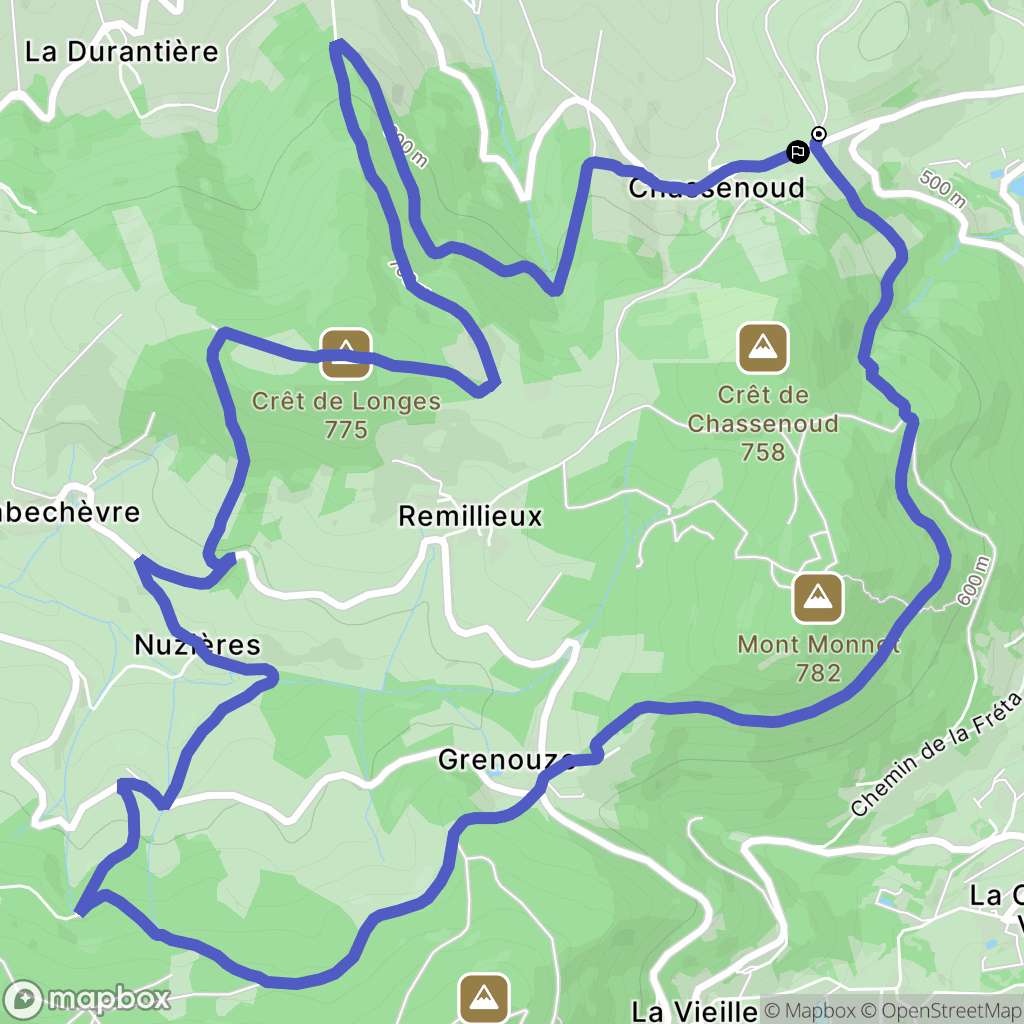 Longes : carte du parcours de randonnée - France