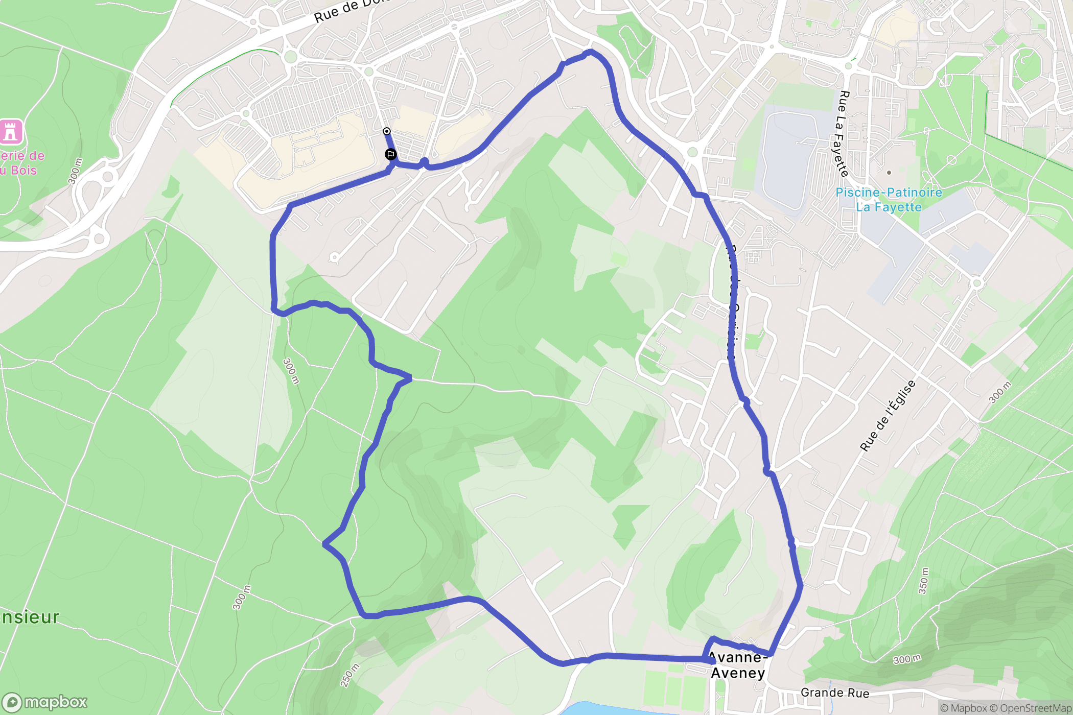 Besançon : carte du parcours de randonnée - France