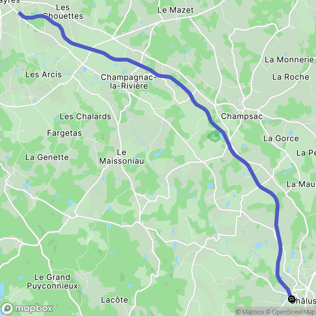 Chalus : carte du parcours de randonnée - France
