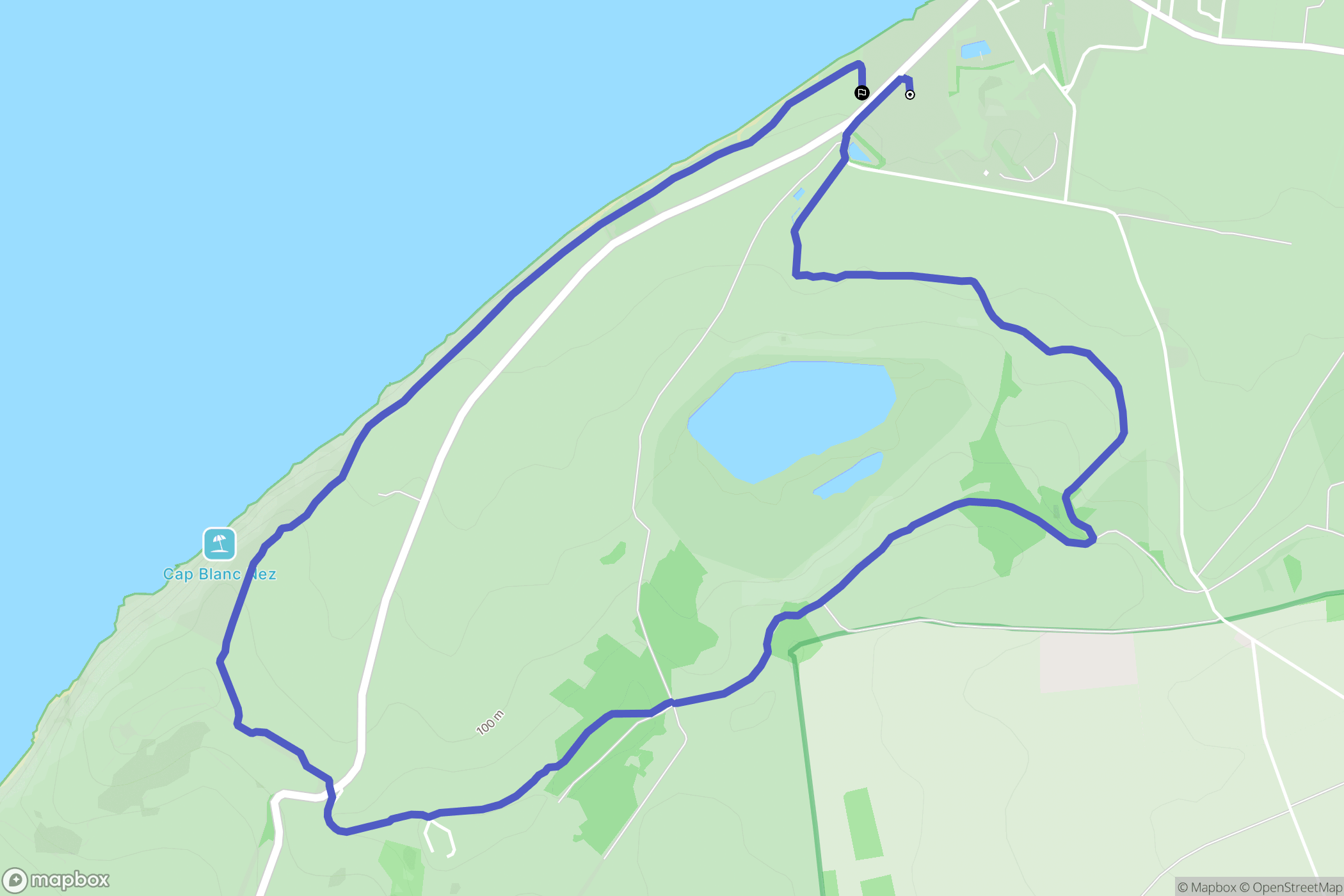 Sangatte : carte du parcours de randonnée - France