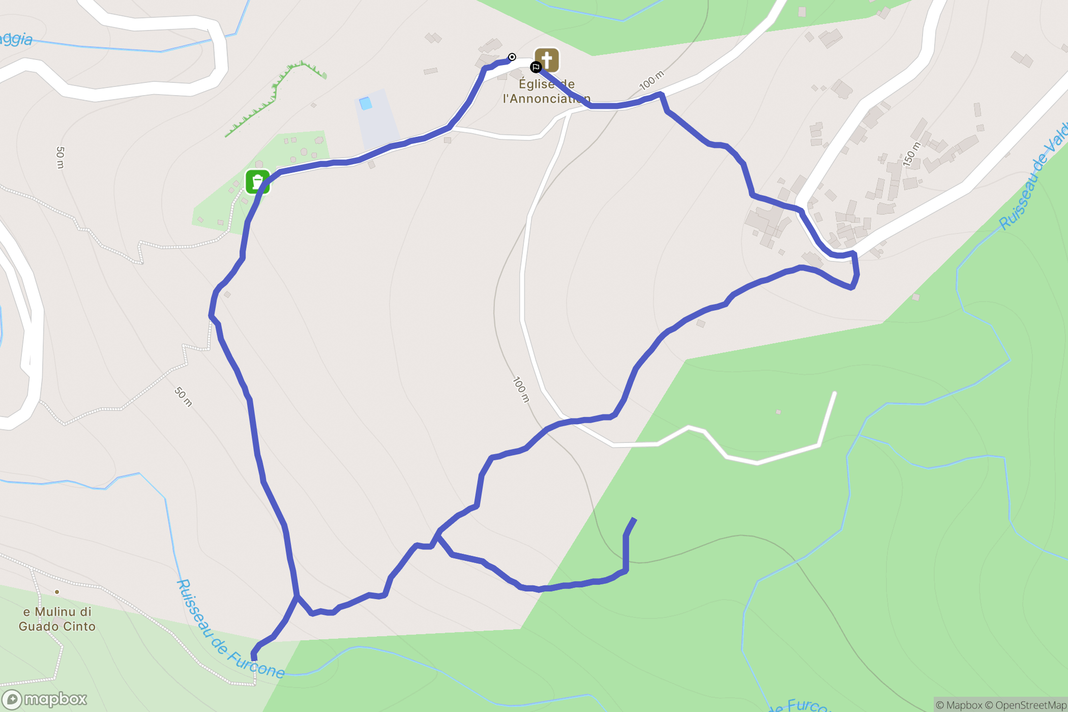 Barrettali : carte du parcours de randonnée - France
