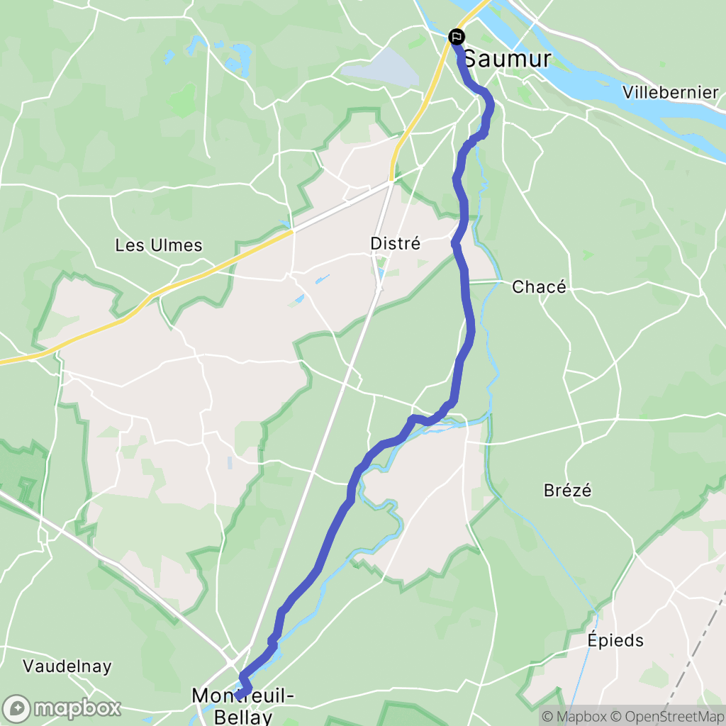 Saumur : carte du parcours de randonnée - France