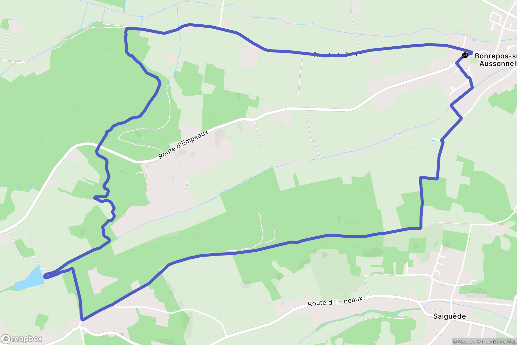 Bonrepos-sur-Aussonnelle : carte du parcours de randonnée - France