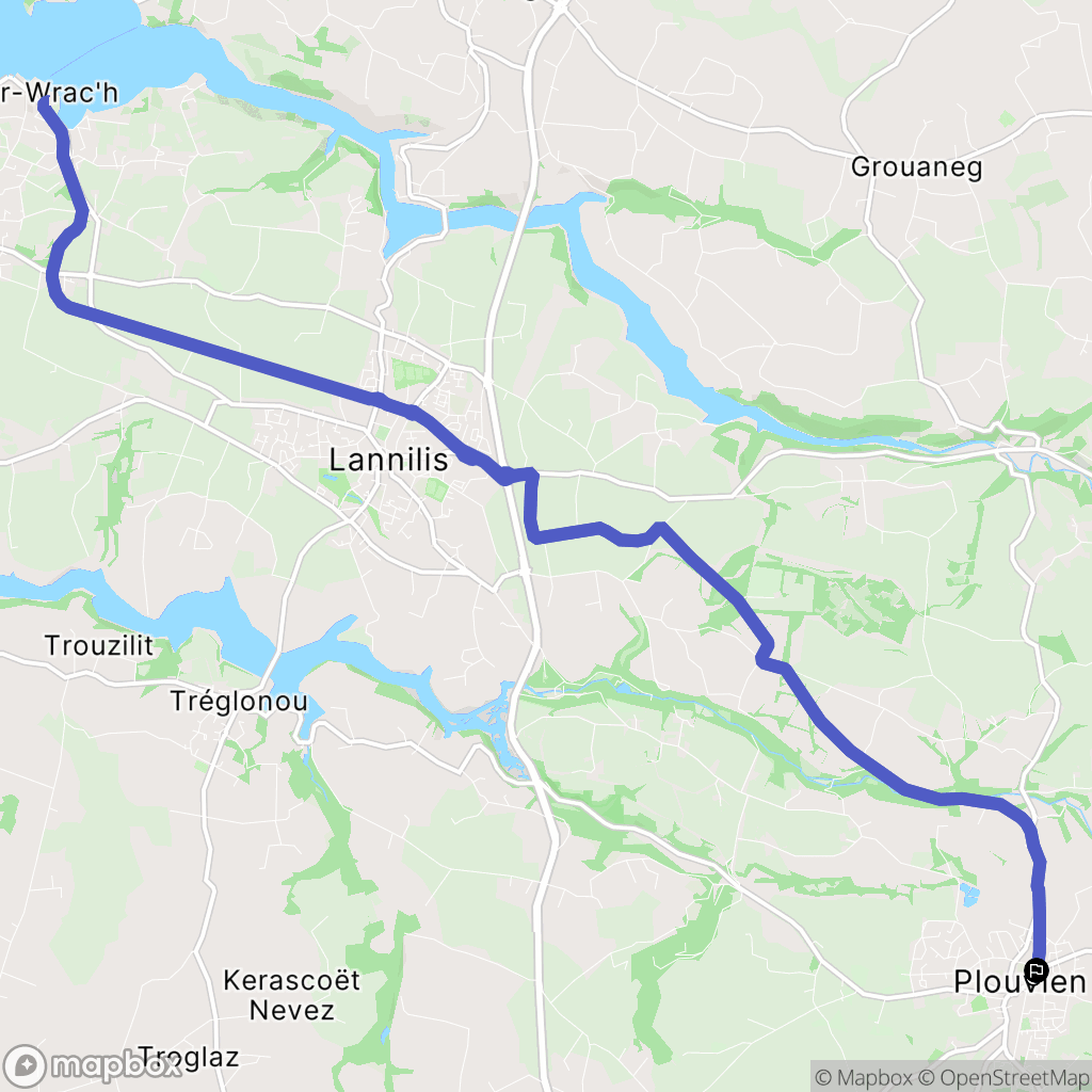 Plouvien : carte du parcours de randonnée - France
