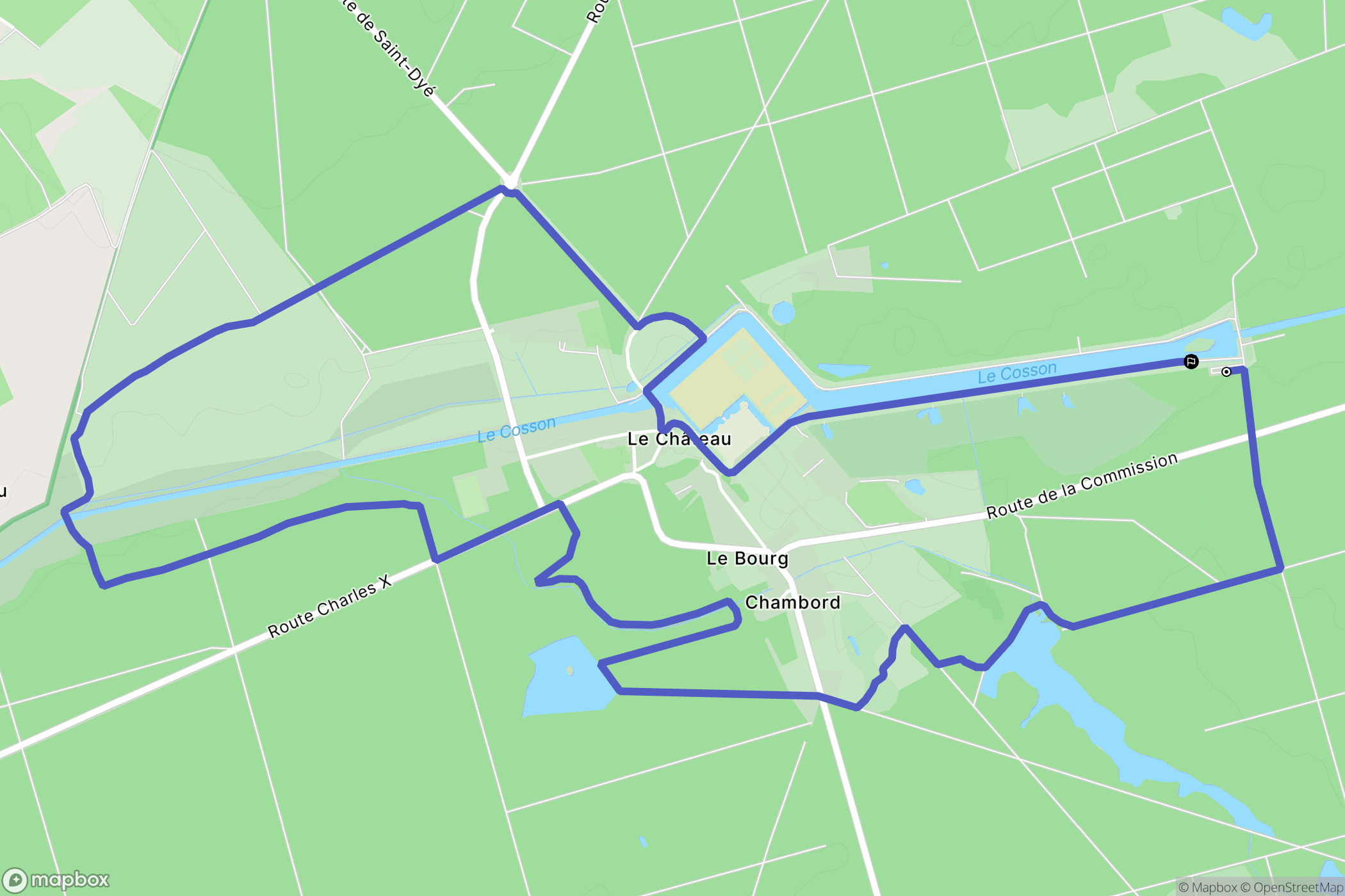 Chambord : carte du parcours de randonnée - France