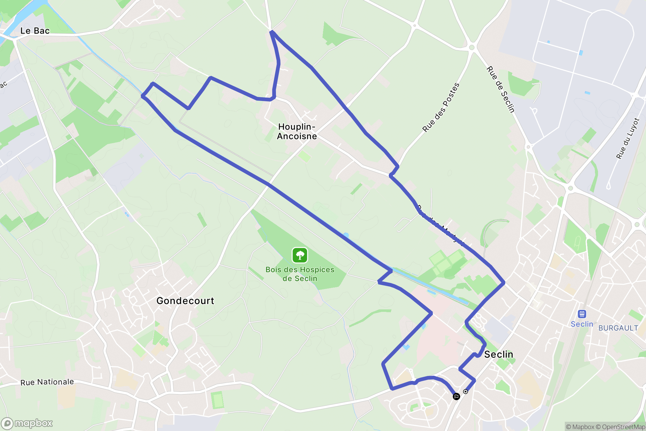 Seclin : carte du parcours de randonnée - France