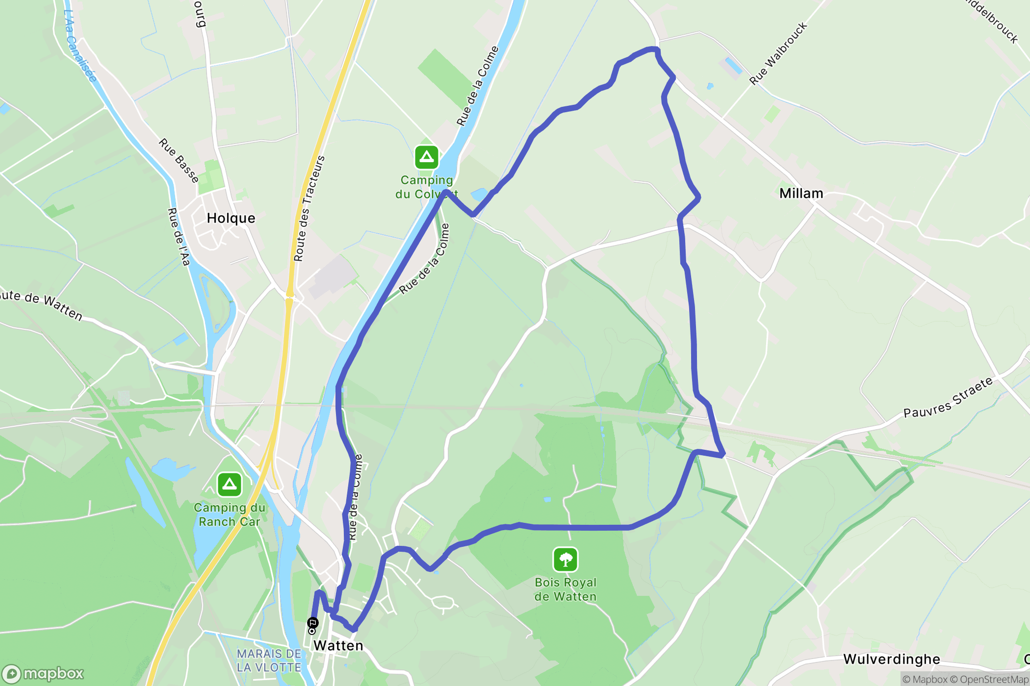 Watten : carte du parcours de randonnée - France