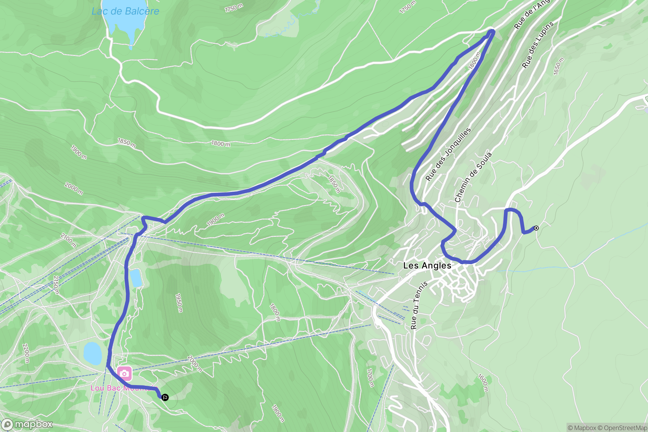 Les Angles : carte du parcours de randonnée - France