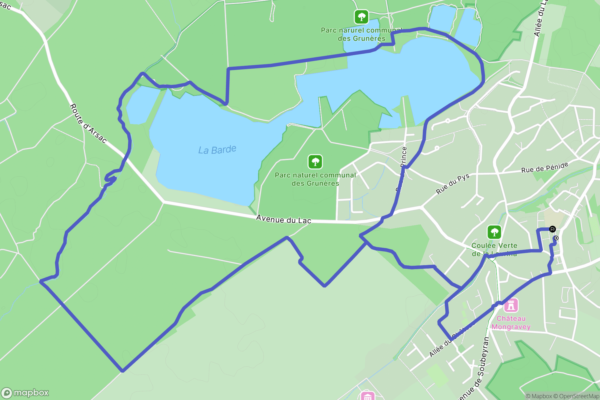 Arsac : carte du parcours de randonnée - France