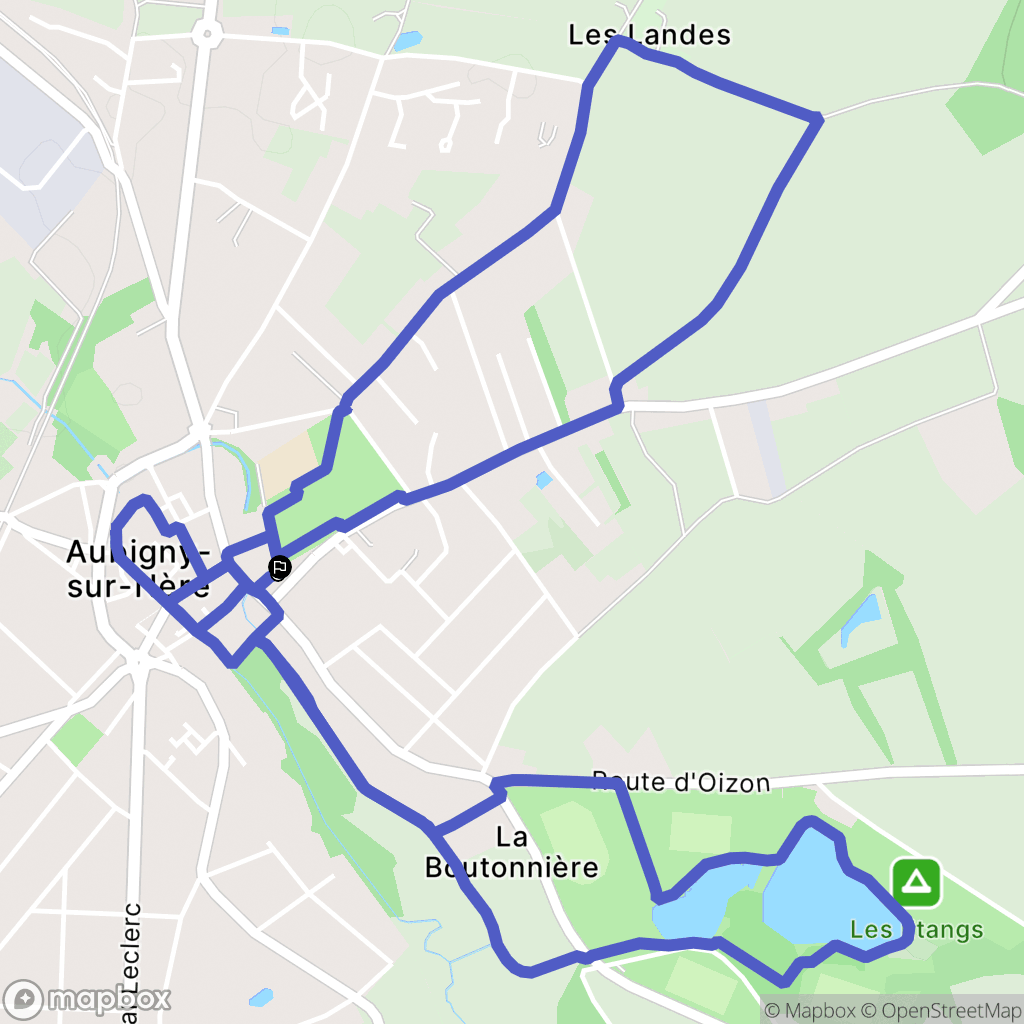 Aubigny-sur-Nère : carte du parcours de randonnée - France