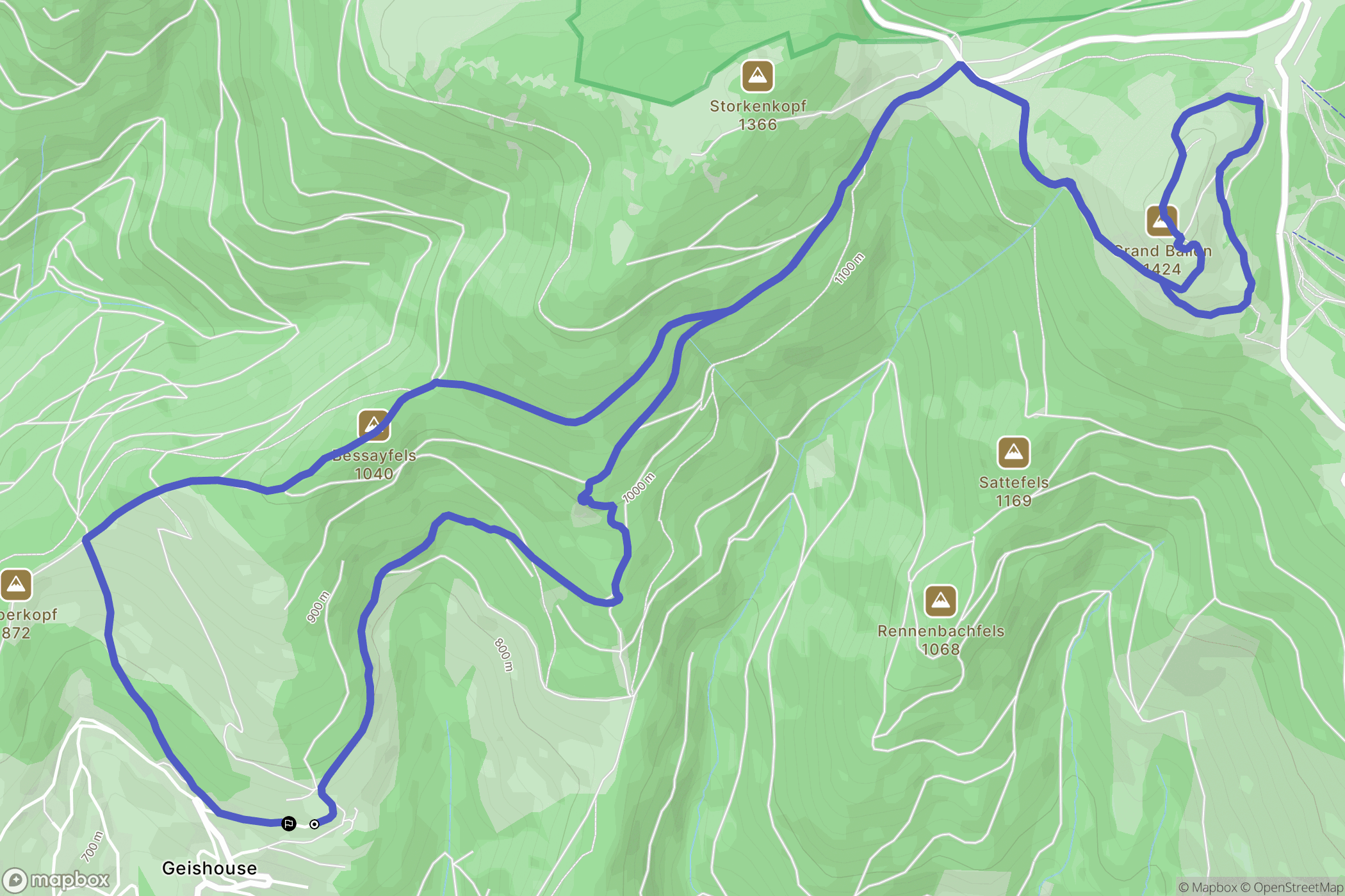 Geishouse : carte du parcours de randonnée - France