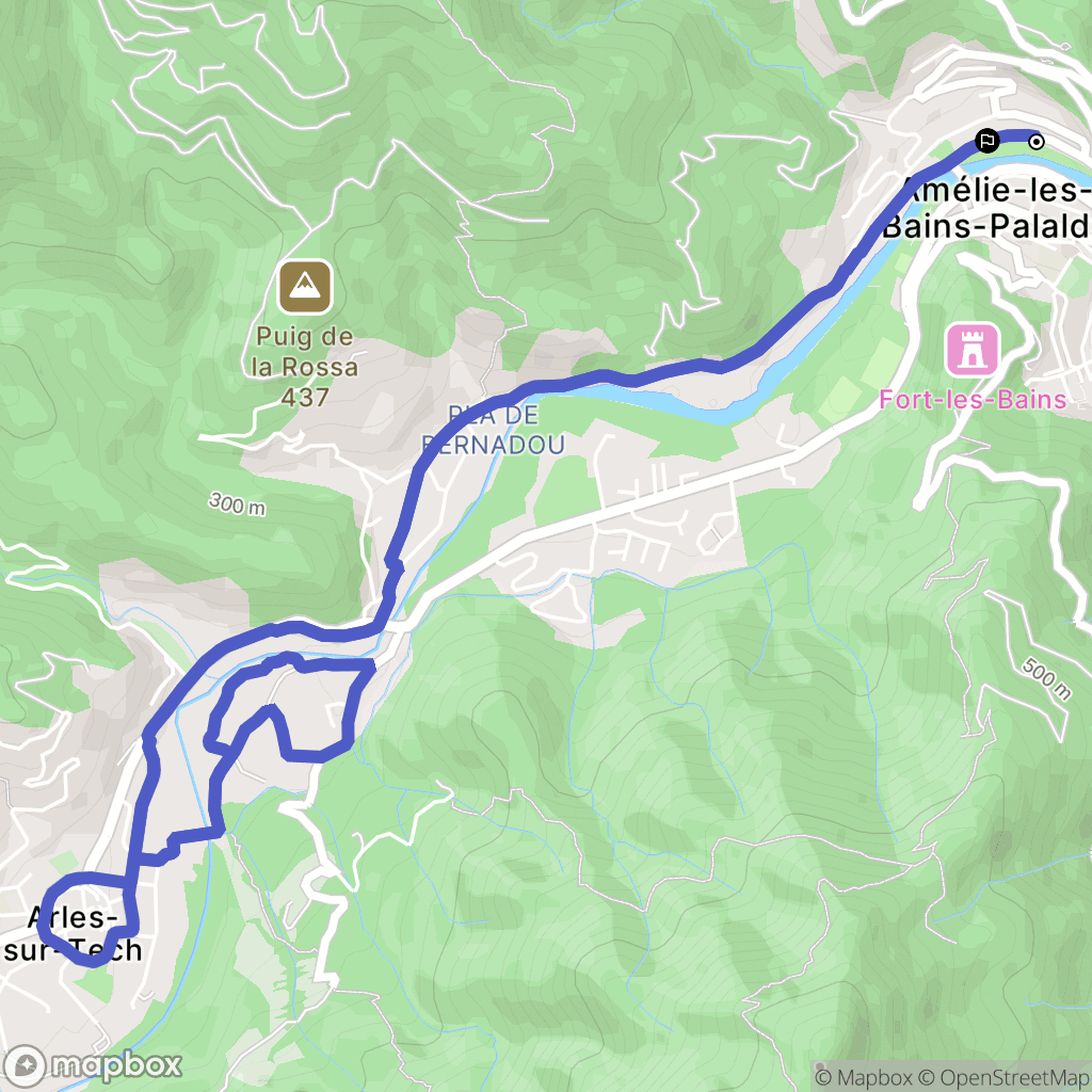 Amélie-les-Bains-Palalda : carte du parcours de randonnée - France
