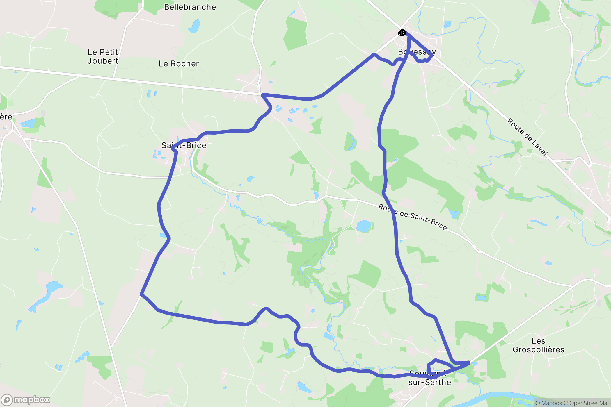 Bouessay : carte du parcours de randonnée - France