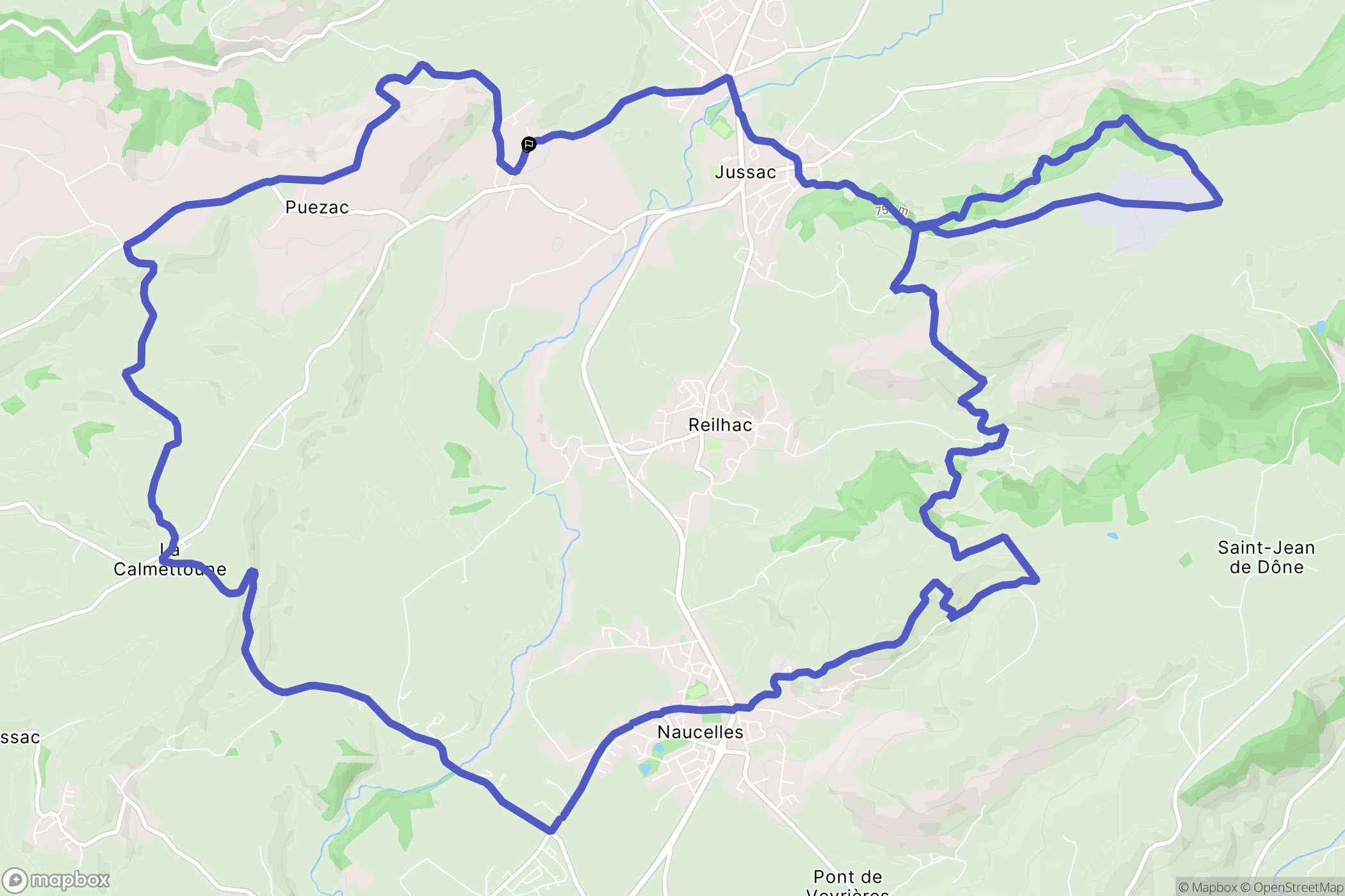 Jussac : carte du parcours de randonnée - France