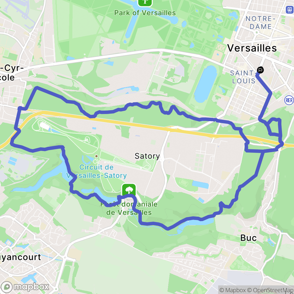 Versailles : carte du parcours de randonnée - France