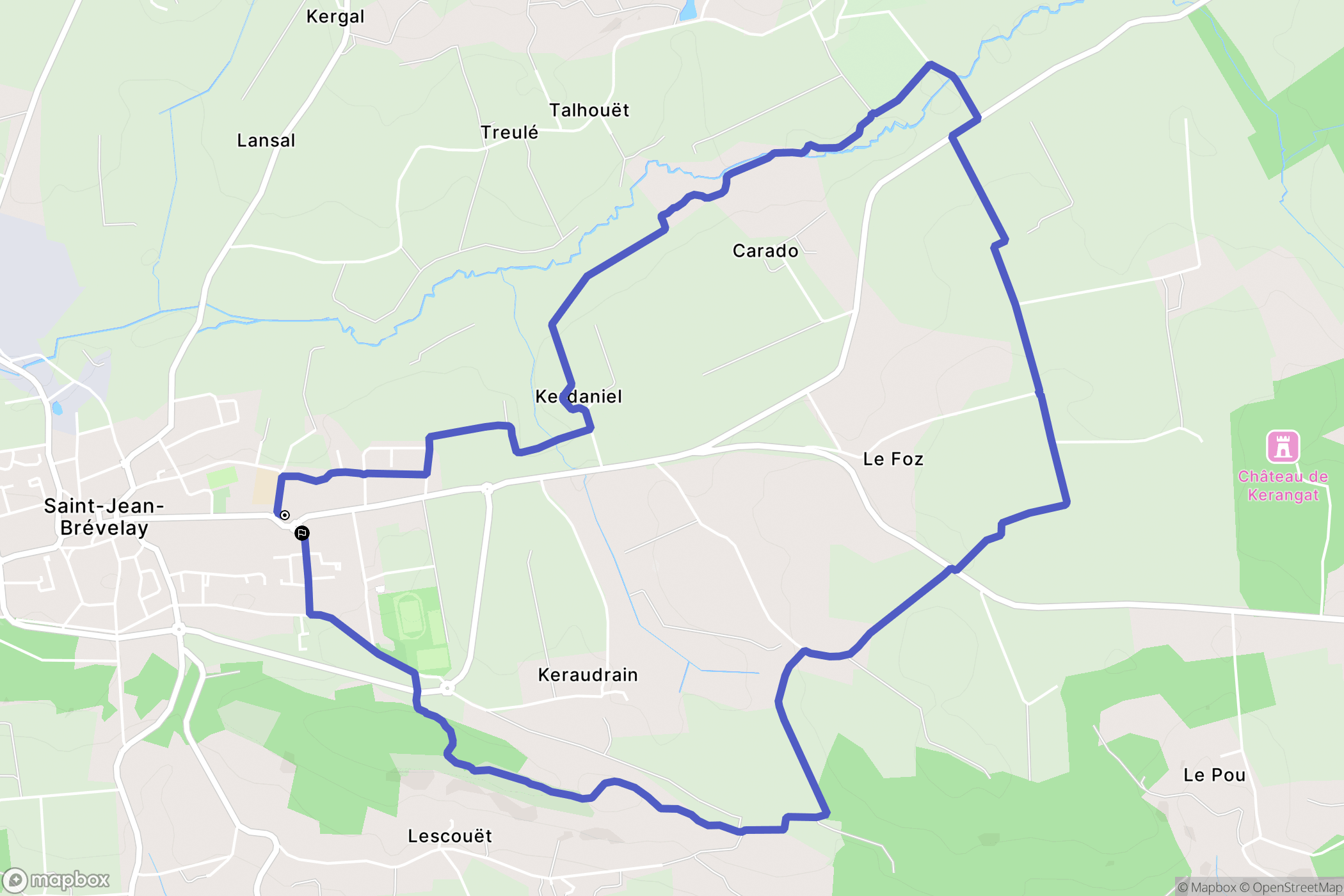 Saint-Jean-Brévelay : carte du parcours de randonnée - France