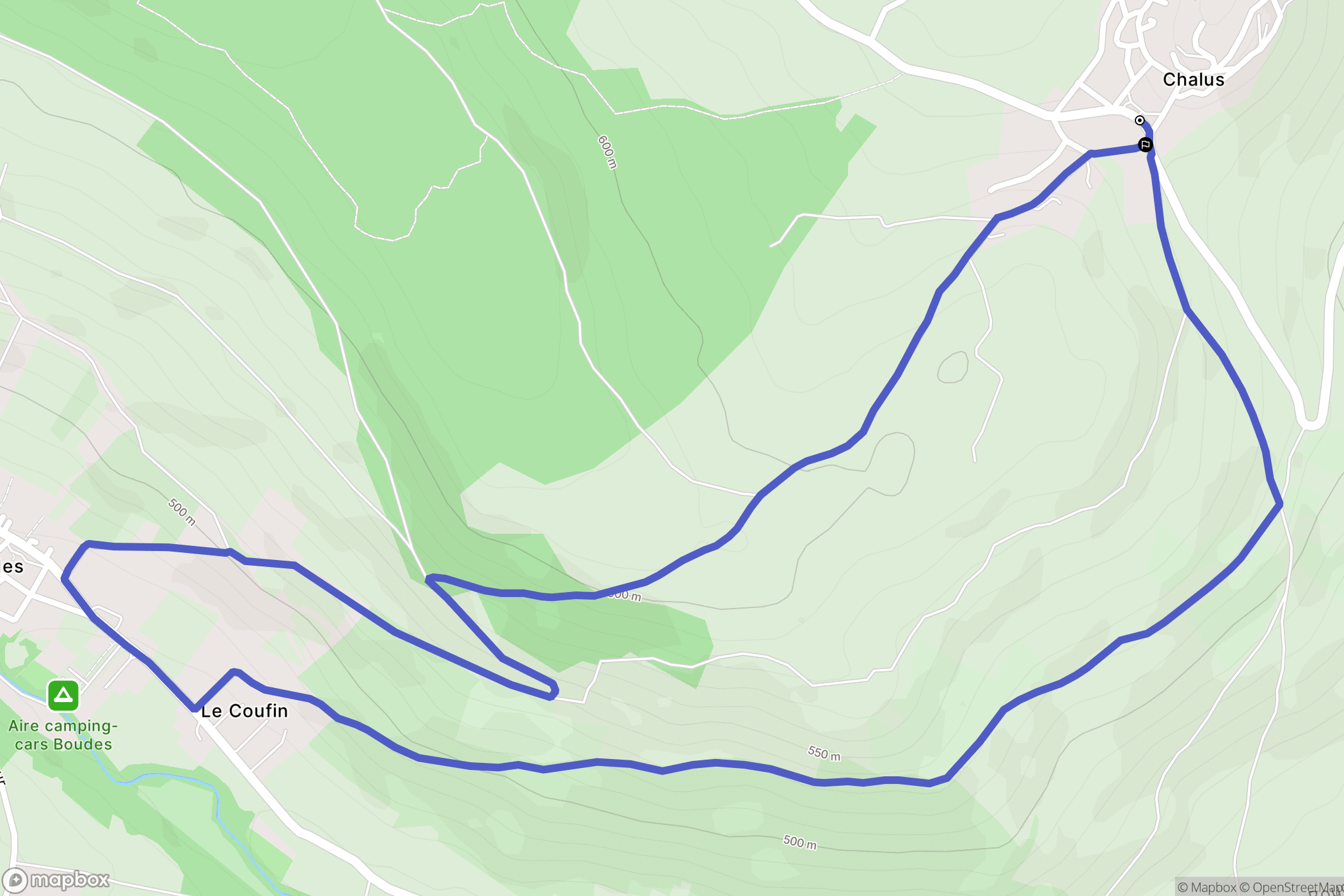 Chalus : carte du parcours de randonnée - France