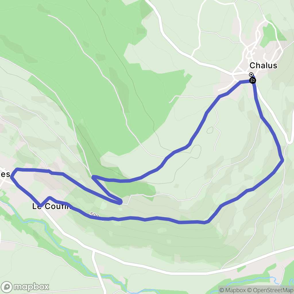 Chalus : carte du parcours de randonnée - France
