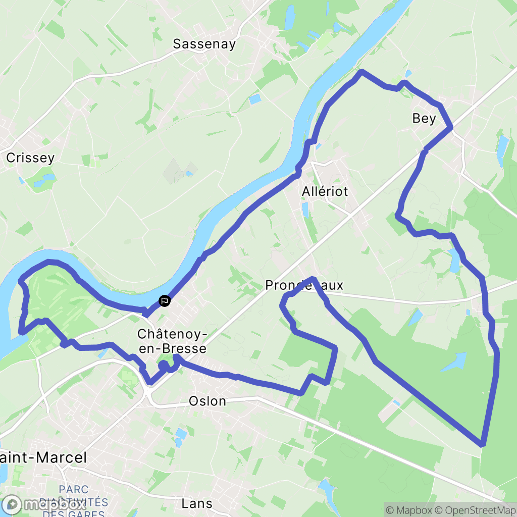 Châtenoy-en-Bresse : carte du parcours de randonnée - France
