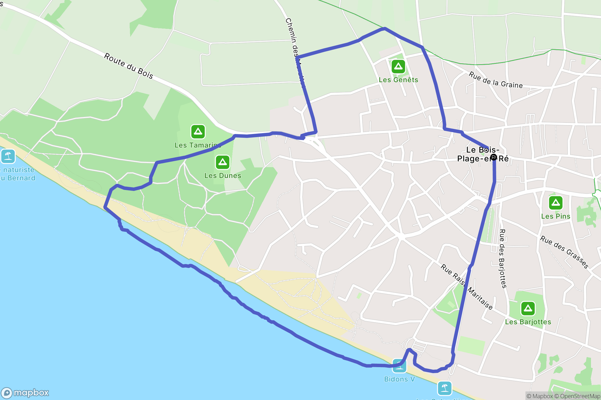 Le Bois-Plage-en-Ré : carte du parcours de randonnée - France