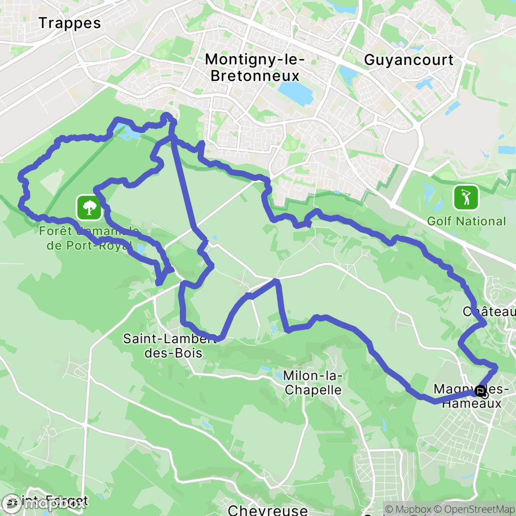 Magny-les-Hameaux : carte du parcours de randonnée - France
