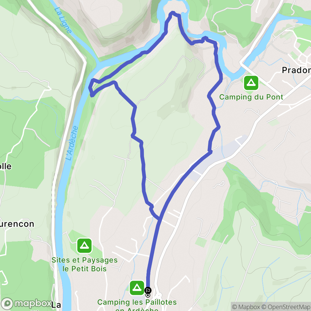 Ruoms : carte du parcours de randonnée - France