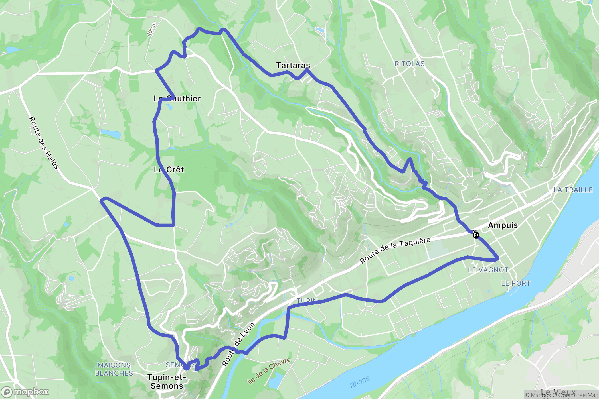 Ampuis : carte du parcours de randonnée - France