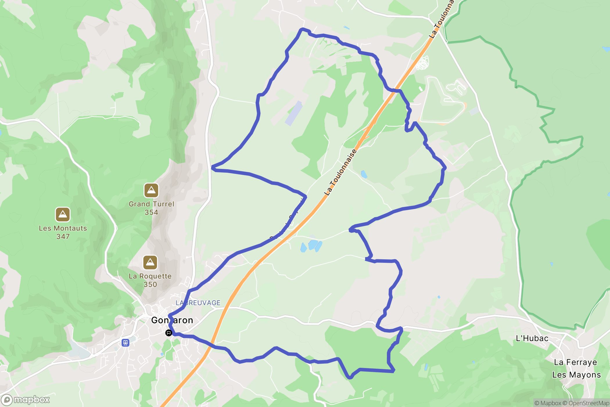 Gonfaron : carte du parcours de randonnée - France