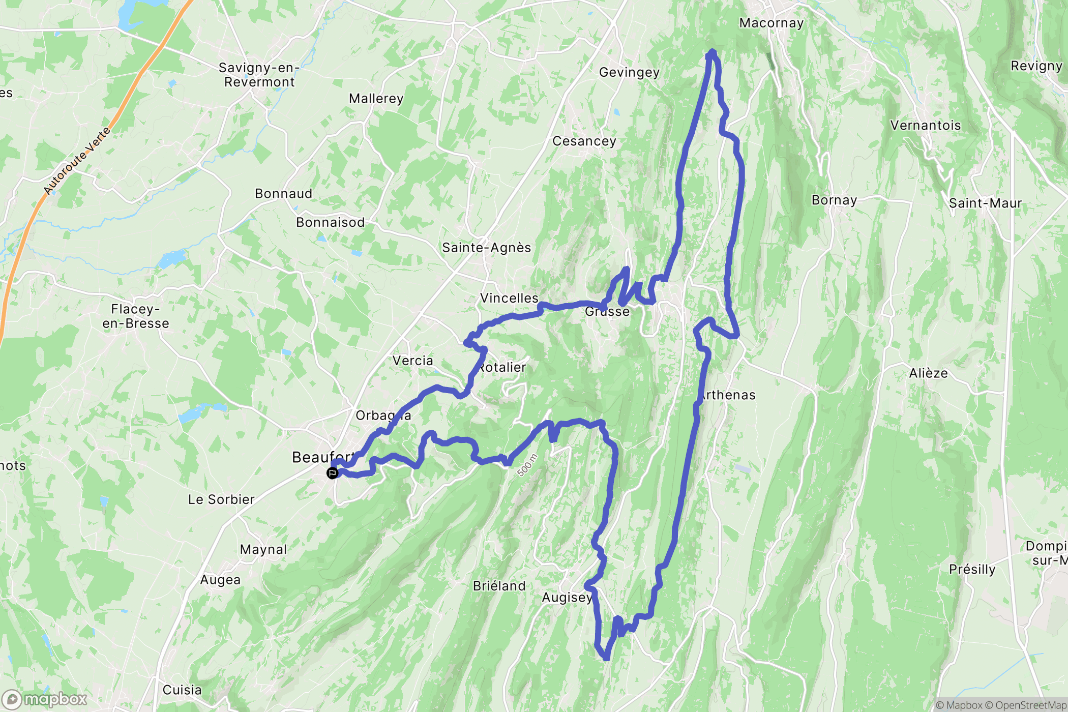 Beaufort-Orbagna : carte du parcours de randonnée - France