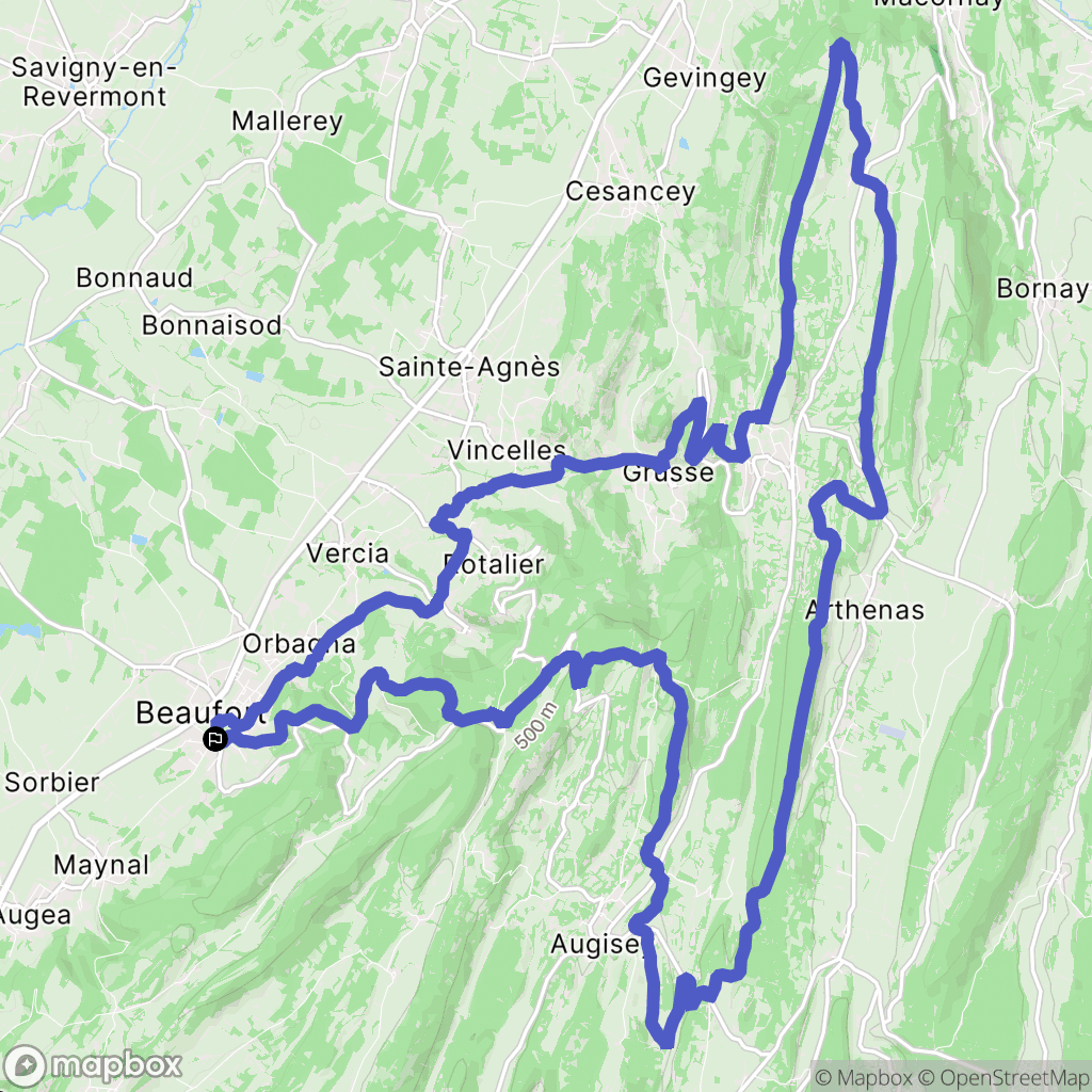 Beaufort-Orbagna : carte du parcours de randonnée - France