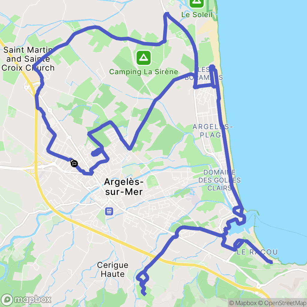 Argelès-sur-Mer : carte du parcours de randonnée - France