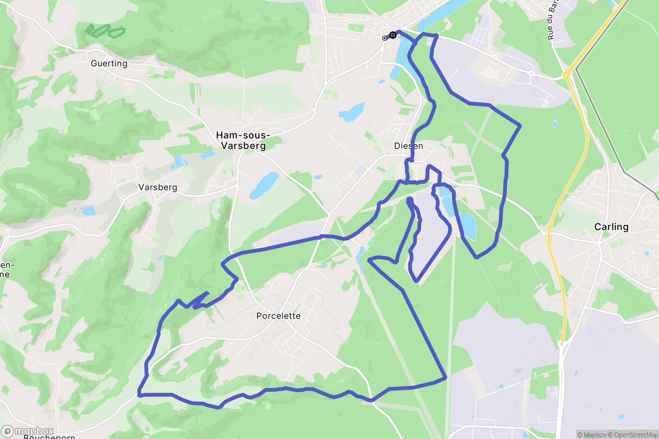 Ham-sous-Varsberg : carte du parcours de randonnée - France