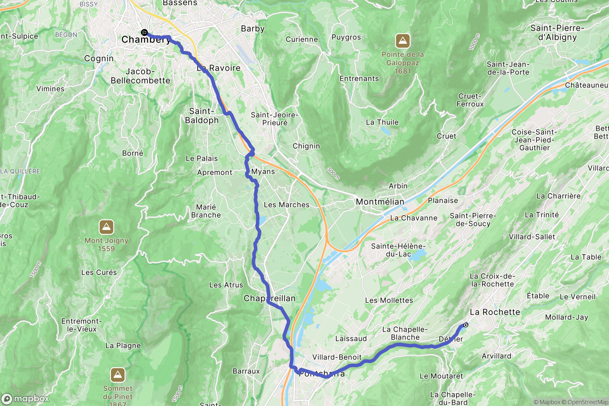 Détrier : carte du parcours de randonnée - France
