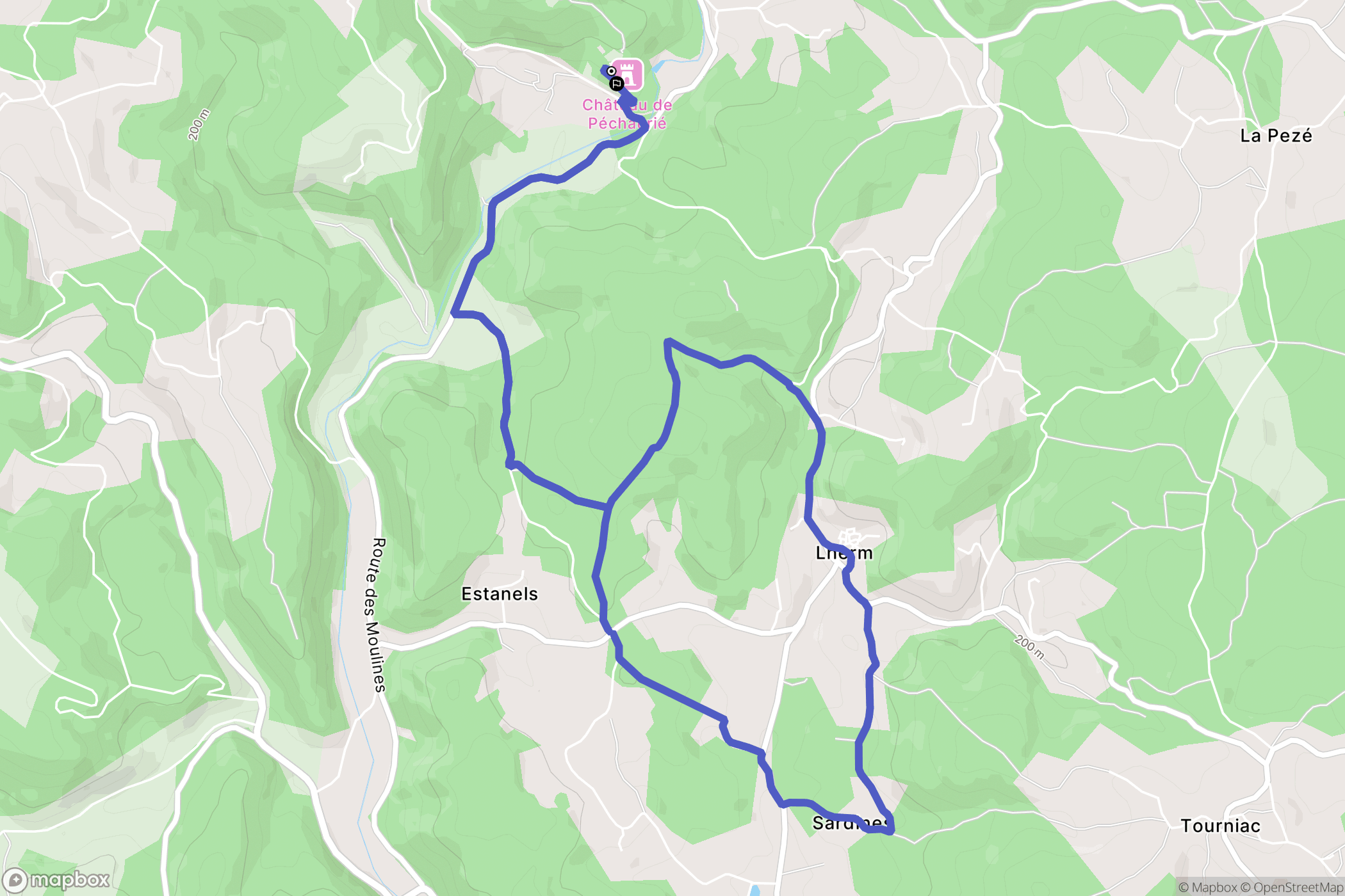Lherm : carte du parcours de randonnée - France