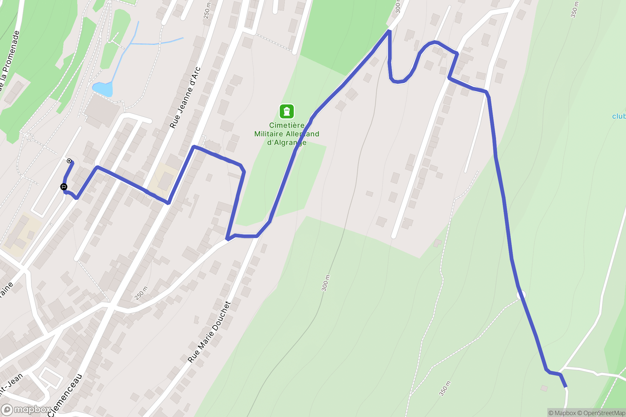 Algrange : carte du parcours de randonnée - France