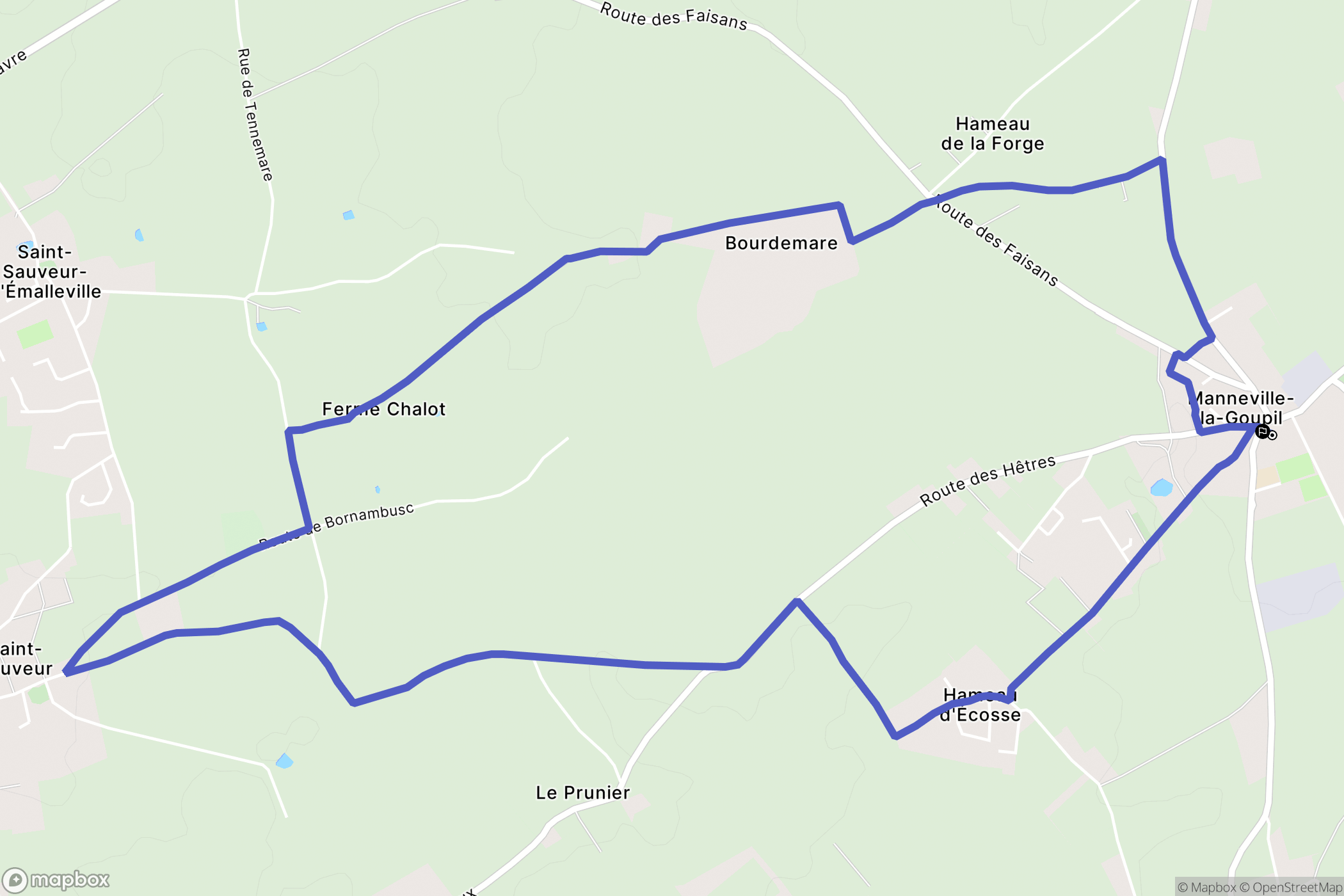 Manneville-la-Goupil : carte du parcours de randonnée - France