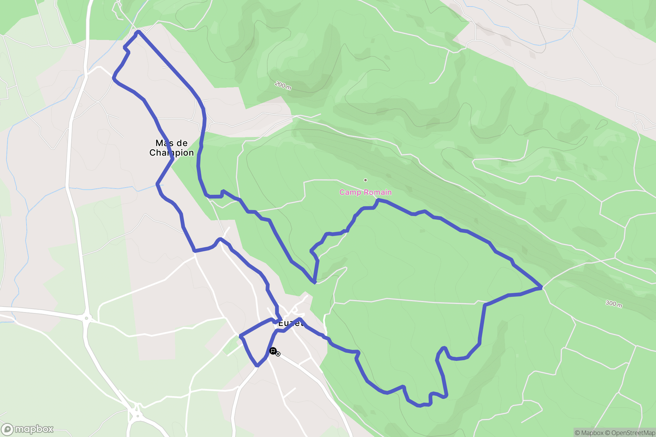 Euzet : carte du parcours de randonnée - France