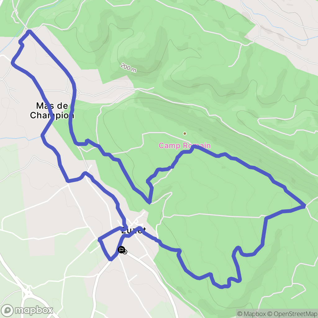 Euzet : carte du parcours de randonnée - France