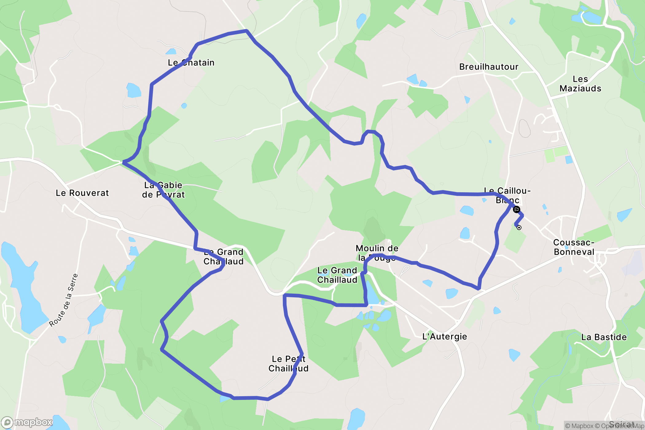 Coussac-Bonneval : carte du parcours de randonnée - France