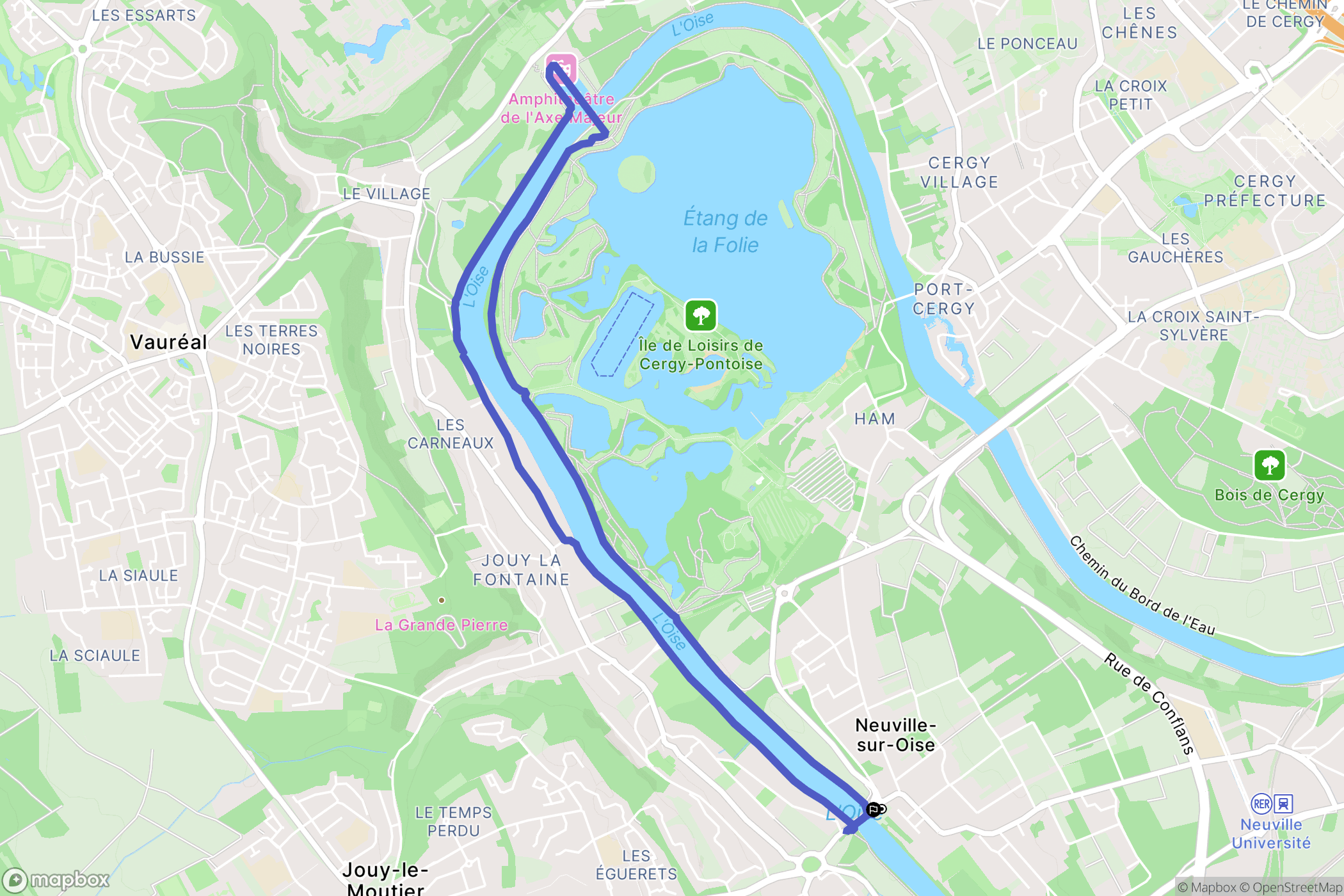 Neuville-sur-Oise : carte du parcours de randonnée - France
