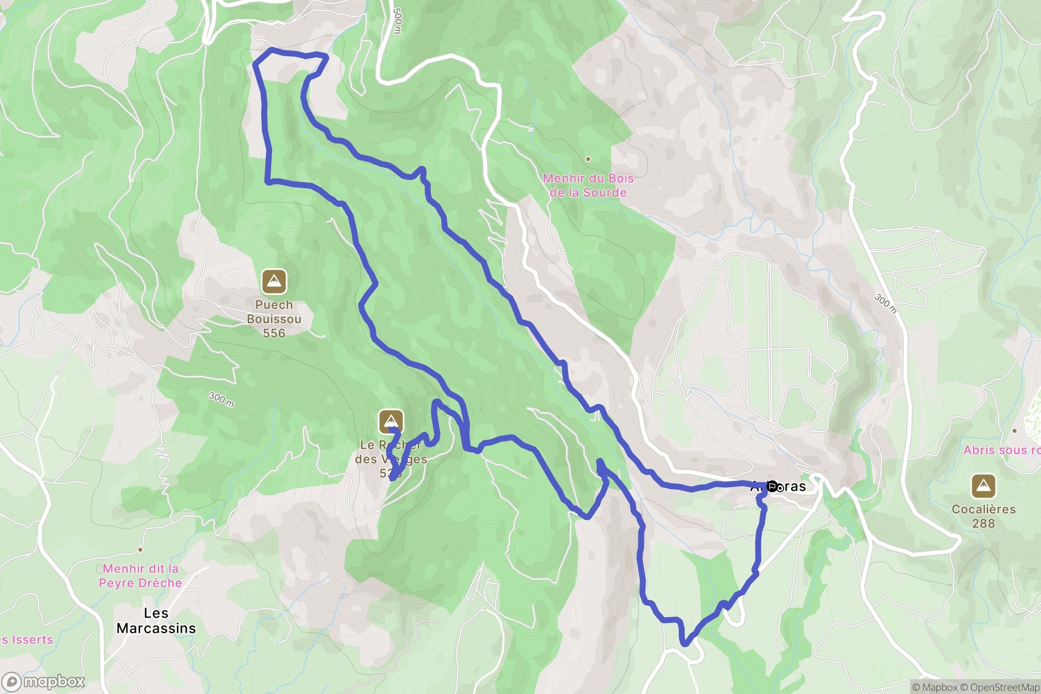 Arboras : carte du parcours de randonnée - France