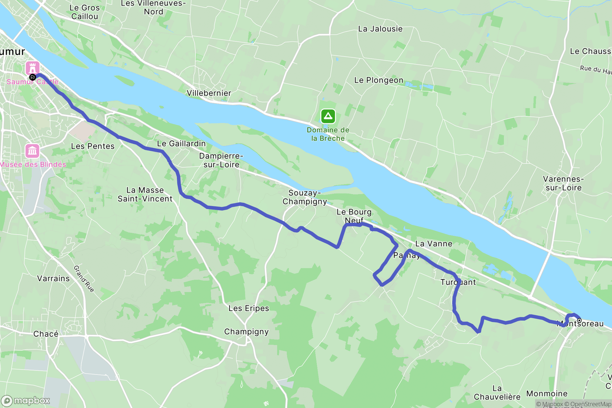 Montsoreau : carte du parcours de randonnée - France