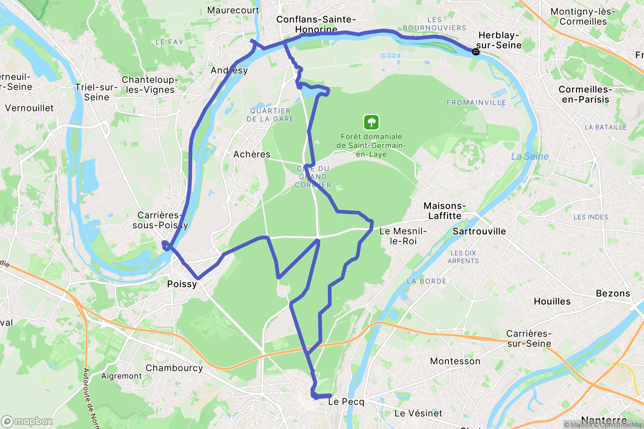 Herblay-sur-Seine : carte du parcours de randonnée - France
