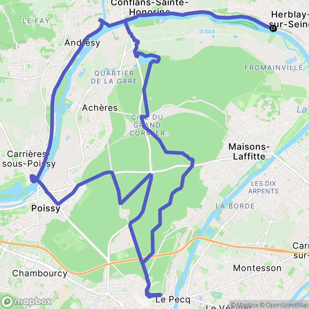 Herblay-sur-Seine : carte du parcours de randonnée - France