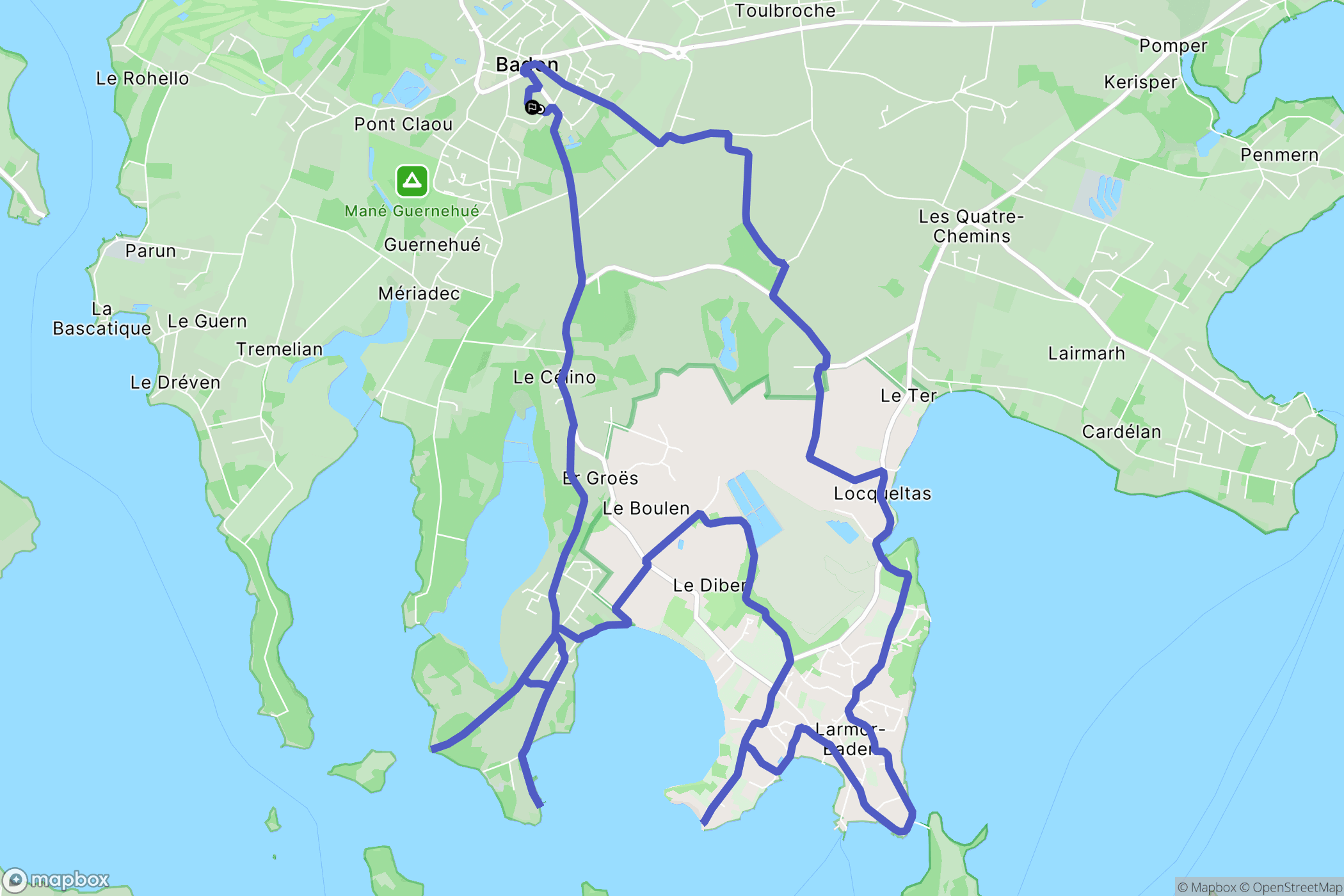 Baden : carte du parcours de randonnée - France