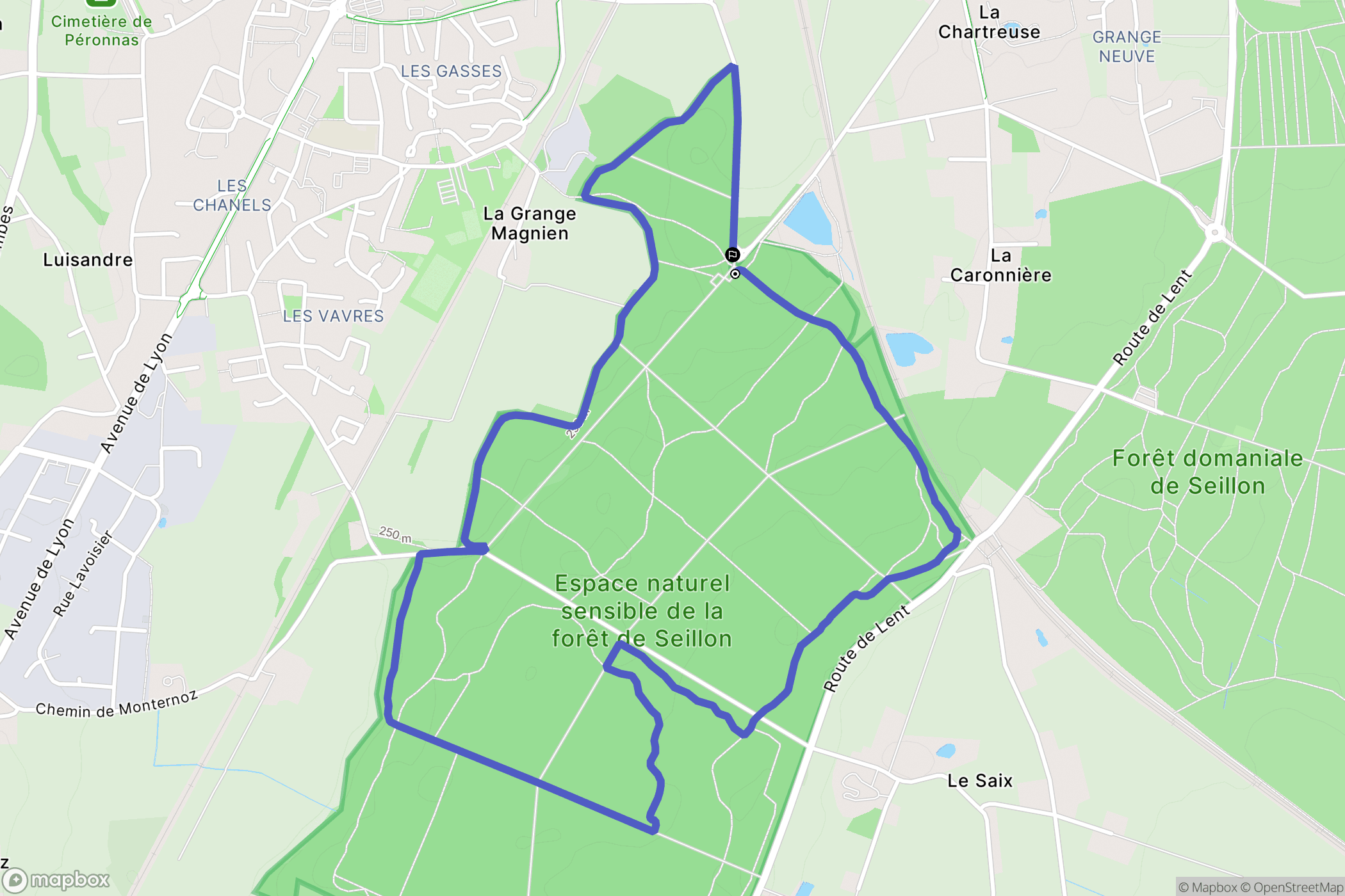 Péronnas : carte du parcours de randonnée - France